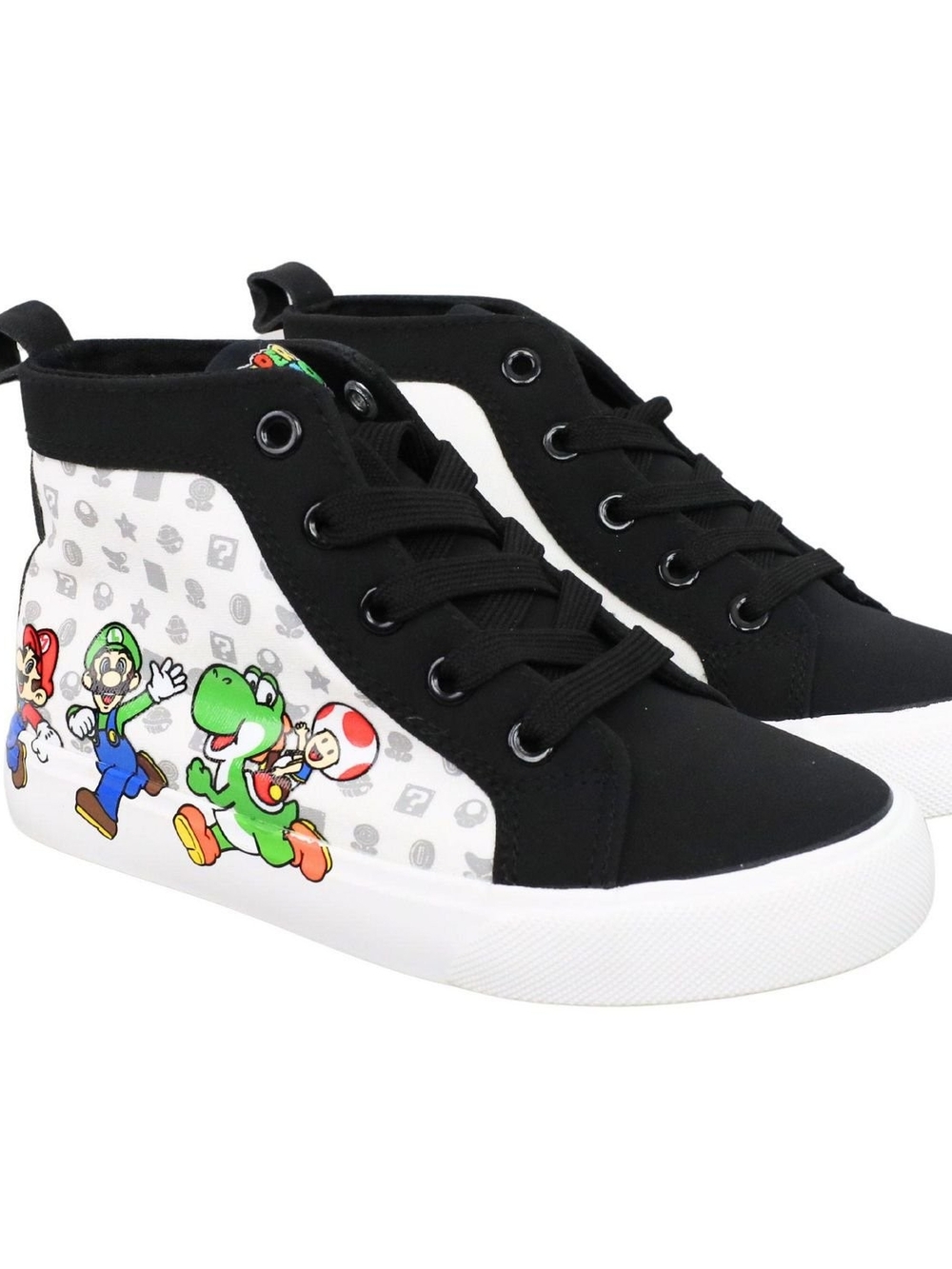 GroundUp Kids Black & White Super Mario High-Top Sneakers | 12